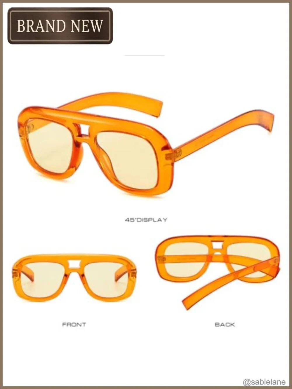 Unisex Oversized Square Aviator Sunglasses UV400 Protection Fashion Shades